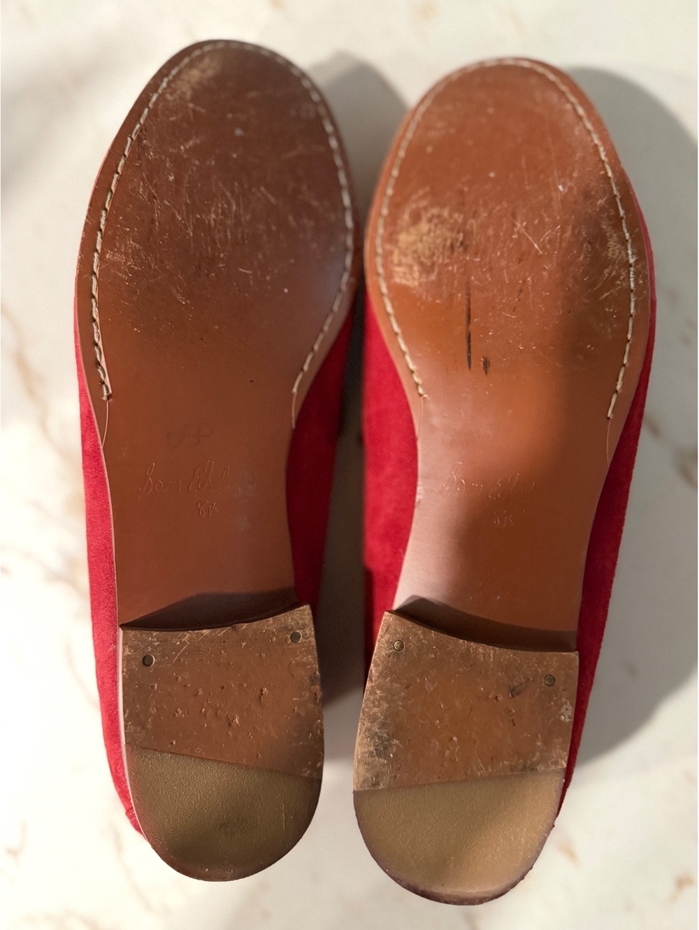 Sam Edelman Loraine Red Suede w/ Metal Bit Detail Loafers Sz 8M - Picture 5 of 5